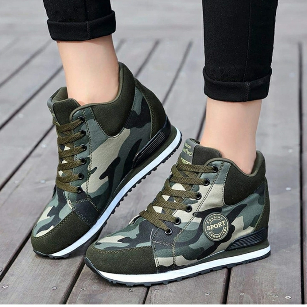 Camouflage Wedge Sneakers